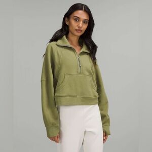 Lululemon Scuba Oversized Funnel Neck Half-Zip in Bronze Green XL/XXL W3FJ6S
